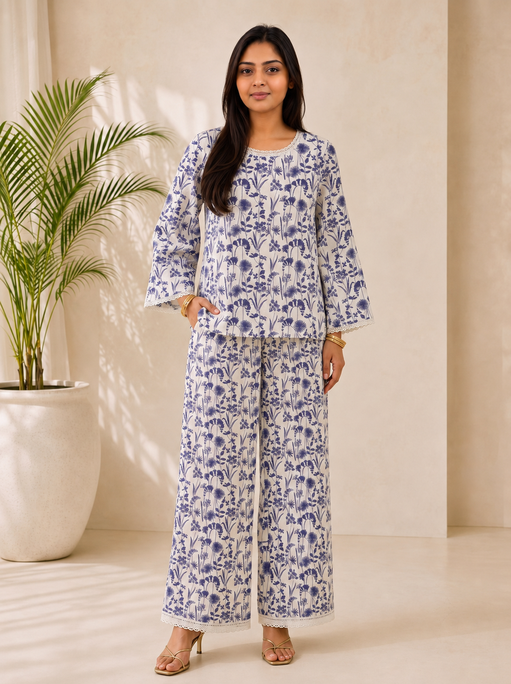 Neelphool Unstitched Cord Set